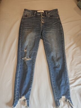High-Rise Kancan Distressed Women's Jeans - Blue